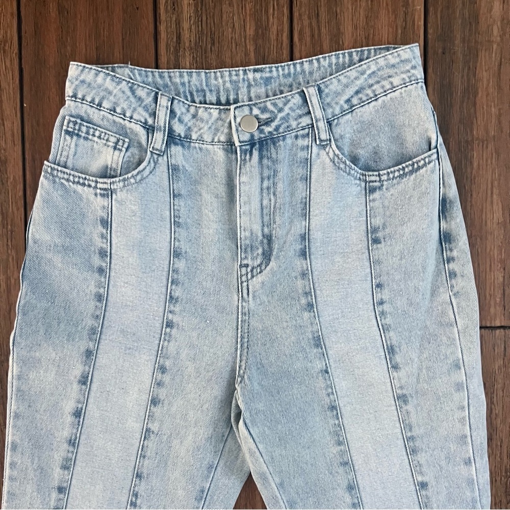Le Lis High Rise Bootcut Light Wash Jeans Denim Flare Hippie 26 Seams Stone Wash - Picture 2 of 10